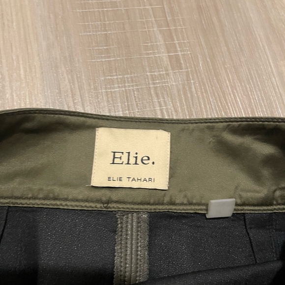 ELIE ELIE TAHARI OLIVE FAUX LEATHER SKRIT SIZE 4 - Picture 5 of 8